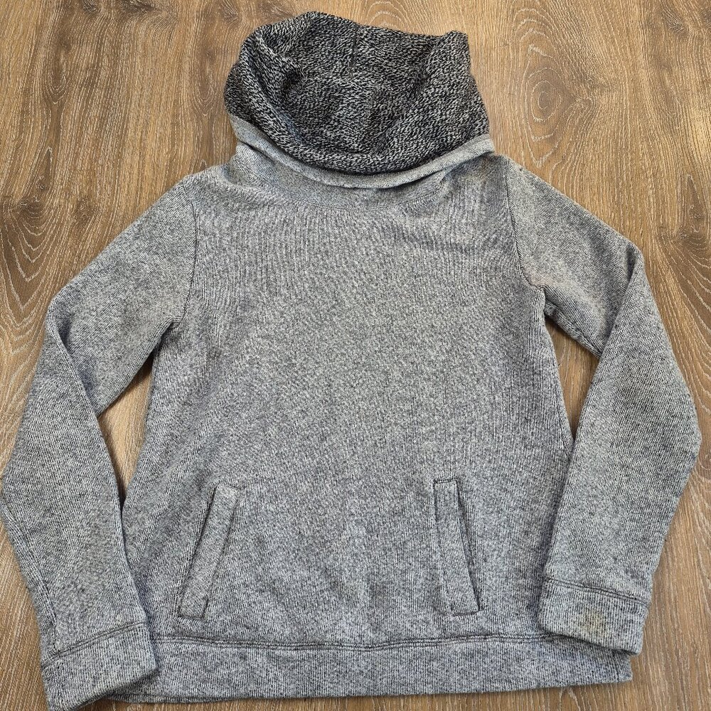 J Crew Cowl Pullover sweater grey black and white Medium Comfy Casual Everyday